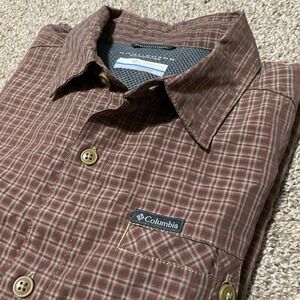 Columbia Mens M/M Plaid Long Sleeve Button Up Shirt Omni Shade Sun Protection